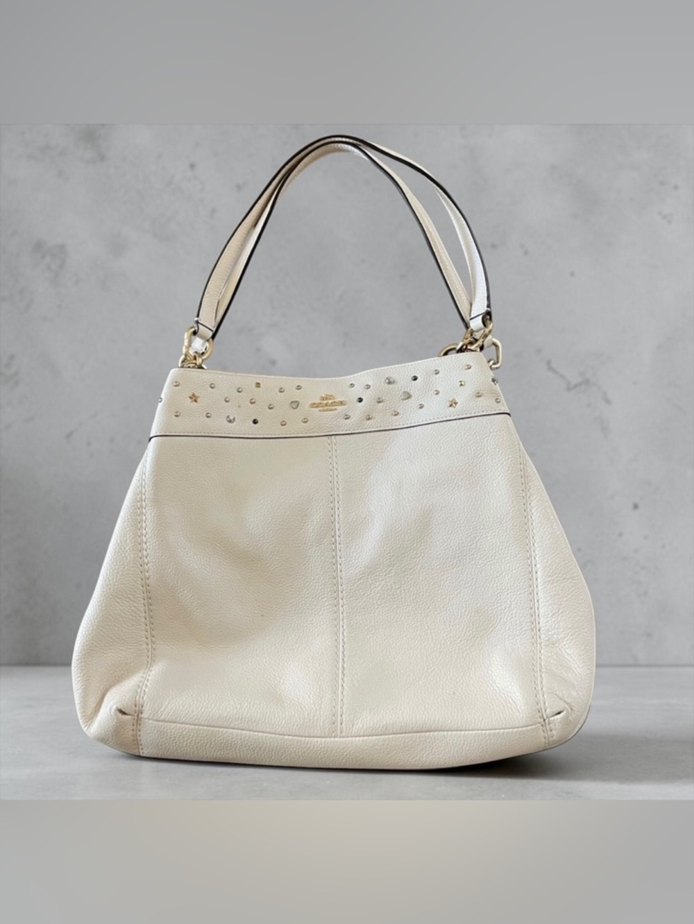 Coach Off White Pebbled Leather Hobo with Clutch